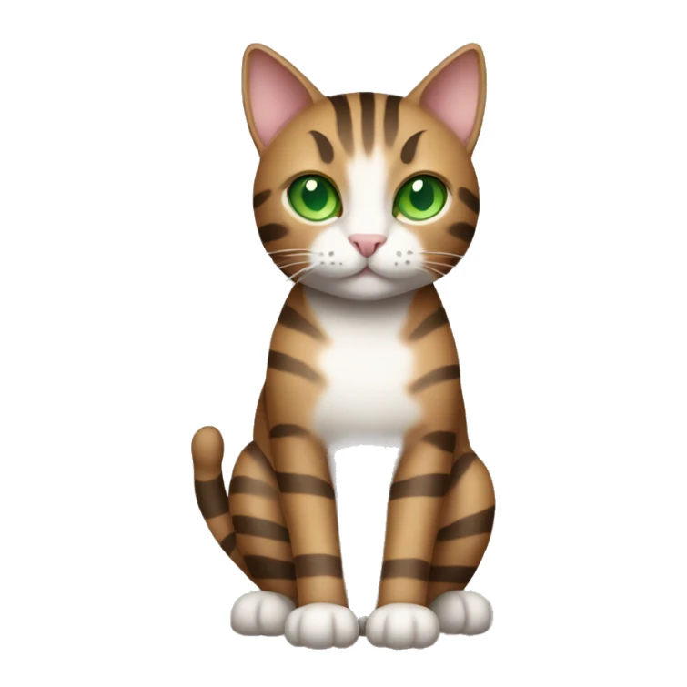 Full body striped brown cat with green eyes sticker