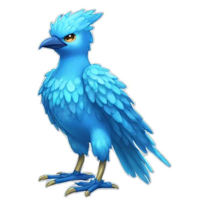 Wet dripping watery Cool Cute Fantasy legendary blue bird water-type-Hydro-Phoenix-avian Fakemon full body sticker