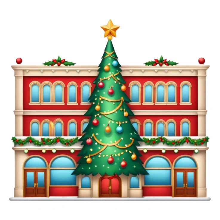 Christmas department store with holiday decorations sticker