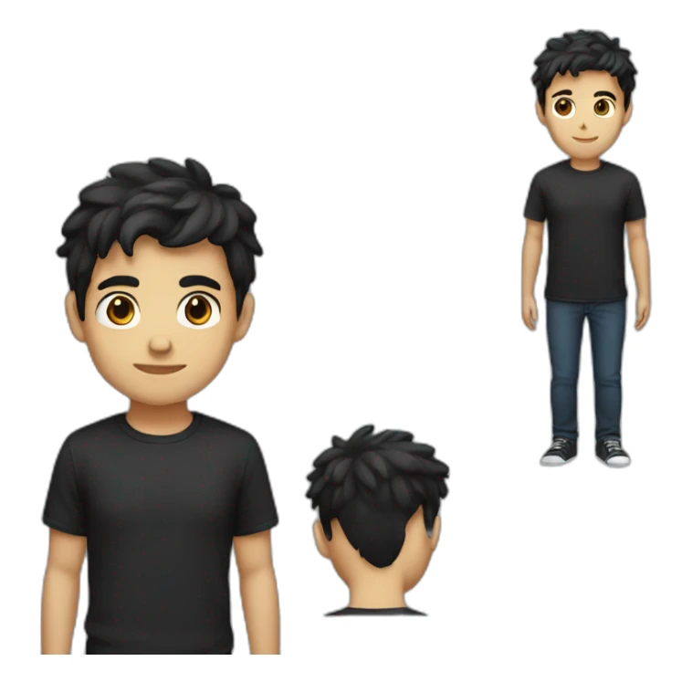 Boy tall and slim have got dark hair and black t-shirt  sticker