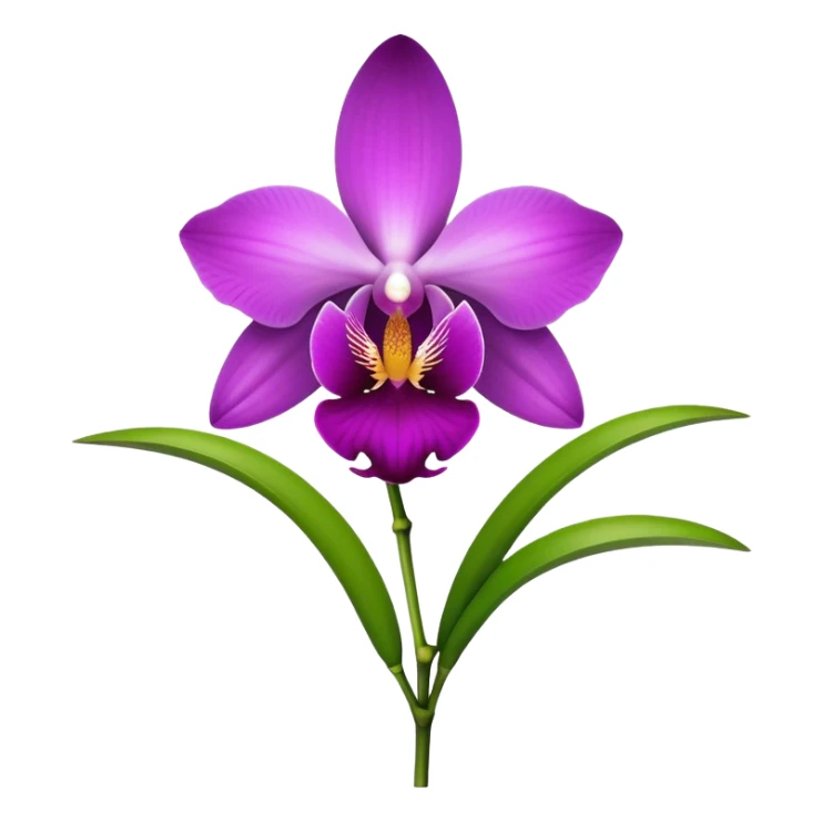 single purple Dendrobium Orchid flower, stem sticker