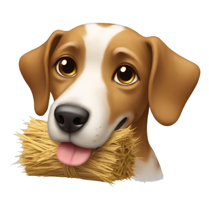 Dog with a christmas hay sticker