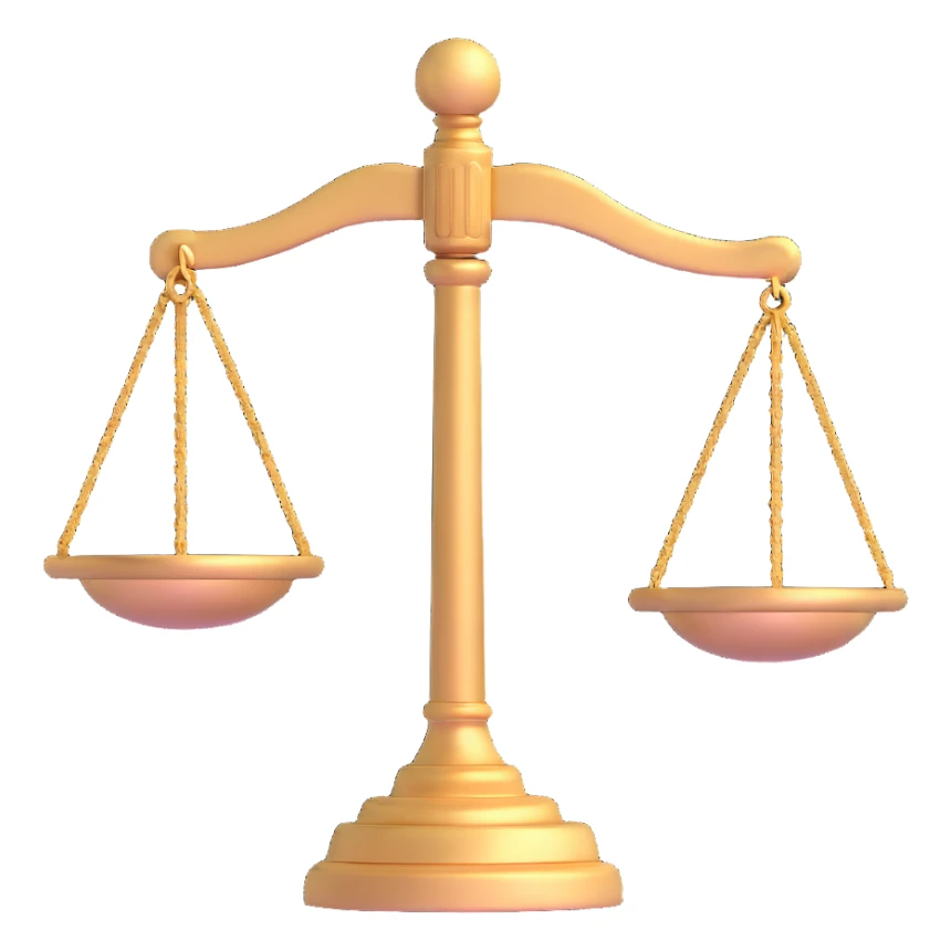 3D scales of justice with gavel sticker