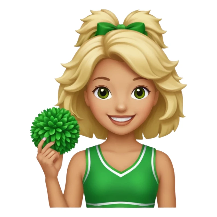 football cheerleader, holding a cheering pom, green  sticker