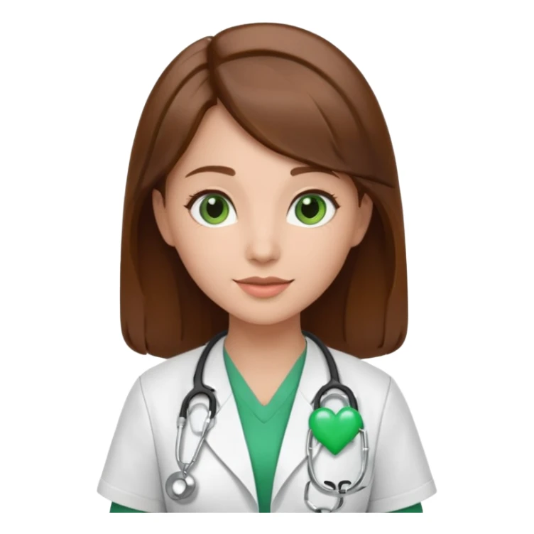 Brown hair Nurse with green heart surround her  sticker