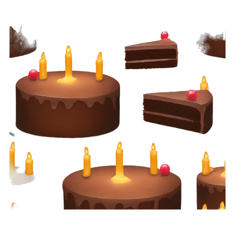 A chocolate cake with candles of different color sticker