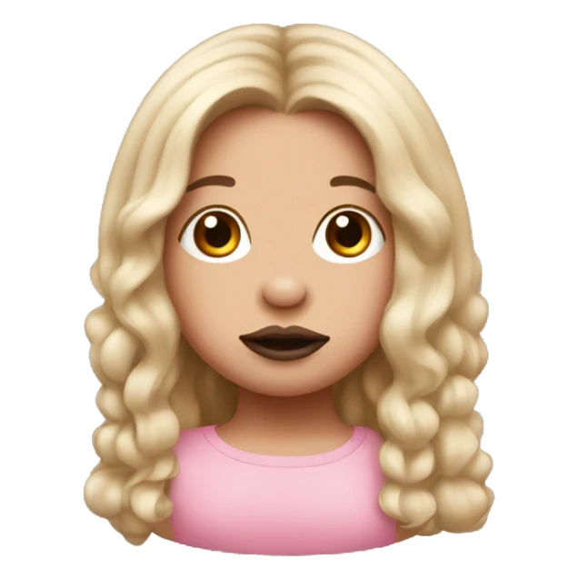 A pig with lip stick and brown long girl hair sticker