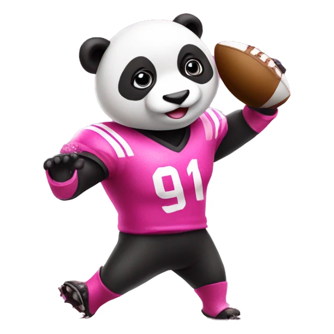 Pink panda playing pink glitter football  sticker
