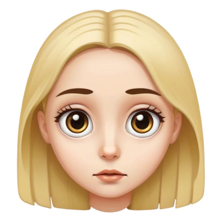 girl with very wide eyes and small dark pupils with no emotion sticker