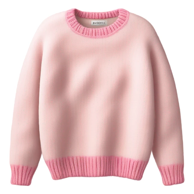 Pink and White cropped oversize wool sweater, isolated sticker