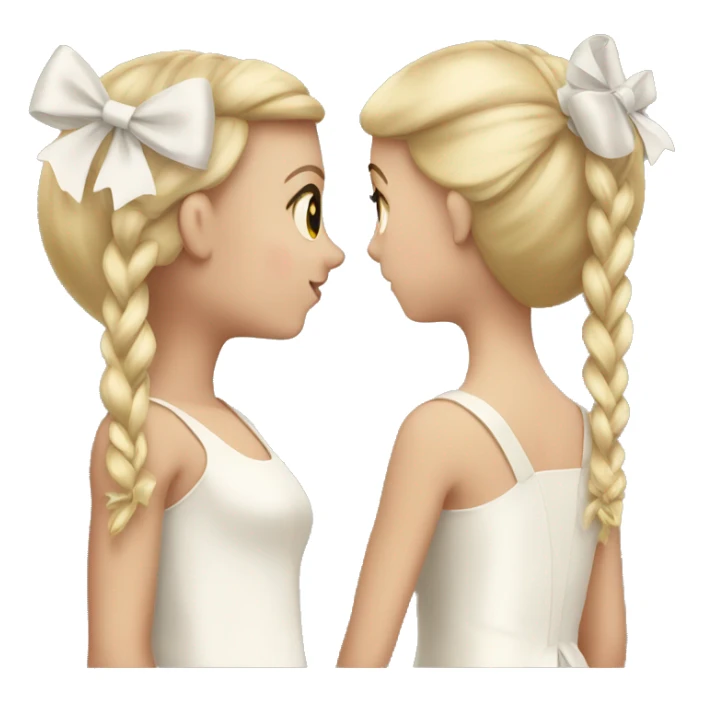 Two white girls wearing bows back view beige sticker