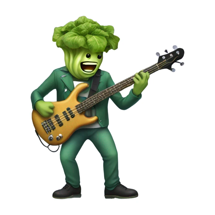 Lettuce man with a bass guitar  sticker