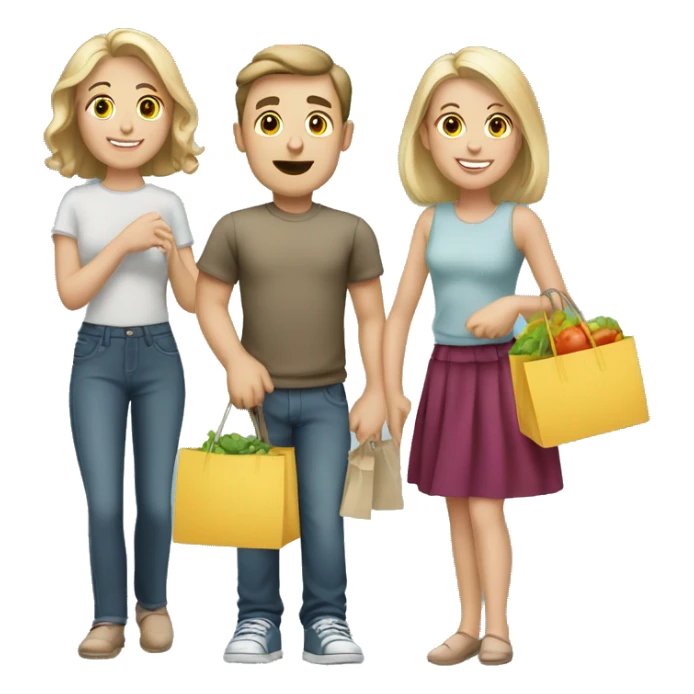 6 caucasian family members shopping sticker