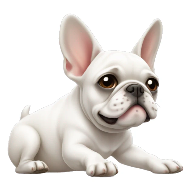 White French Bulldog doing downward dog in a playful manner  sticker
