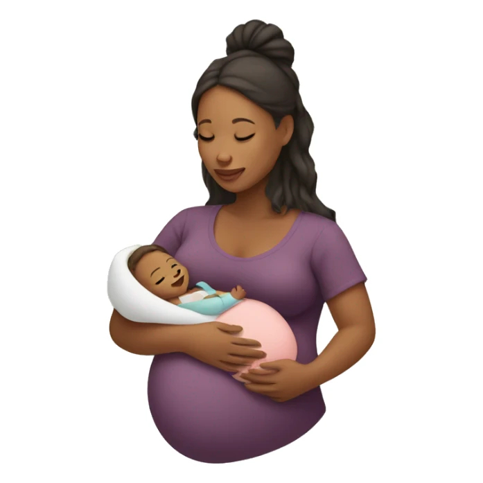 Pregnant woman holding a baby sticker