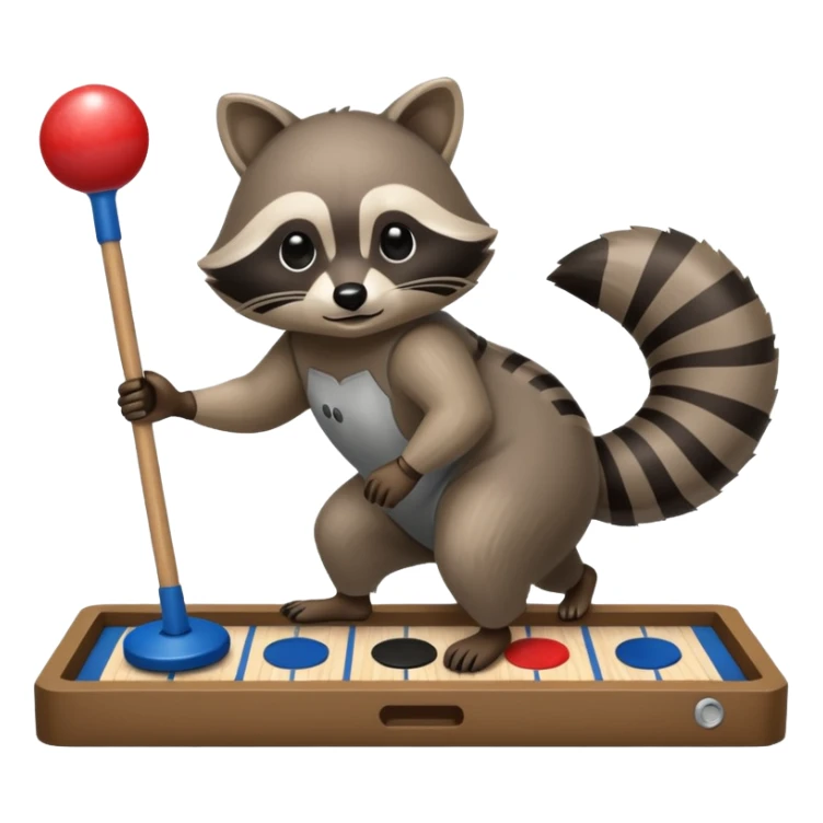 Raccoon playing floor shuffleboard sticker