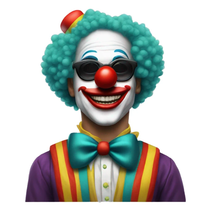 clown, clown makeup, black sunglasses, clown costume,  sticker