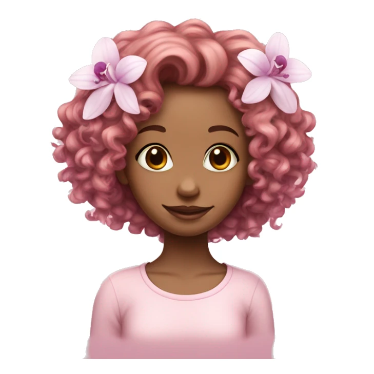 Orchid flower pastel pink and cute curly girl  sticker
