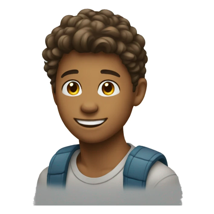 a fair teen boy smiling emoji from side profile sticker