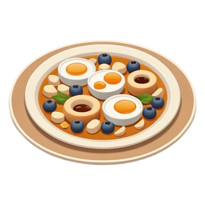 Homemade dishes on a plate, warm cozy colors, simple shapes, flat design, high contrast, friendly and inviting. sticker