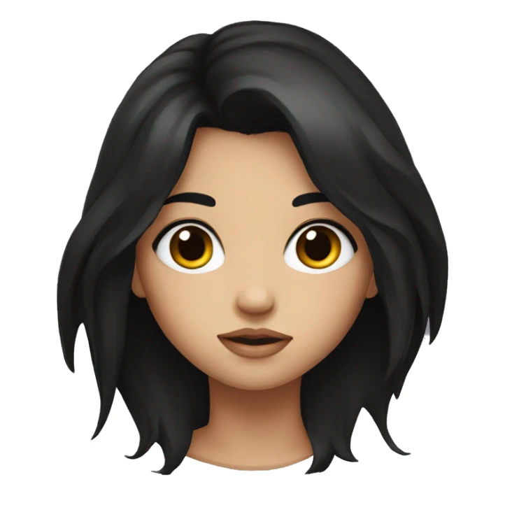  girl with intense gaze with black hair  sticker