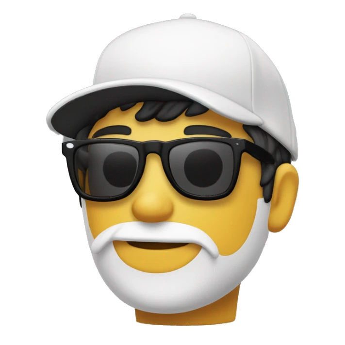 Chico Blanc con pelo negro gorra gafas de sol y tenis en las manos  sticker