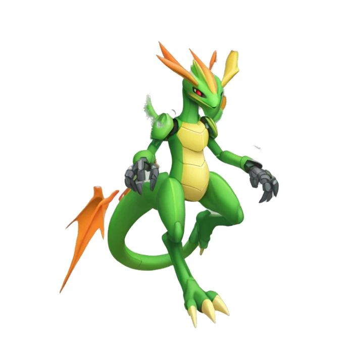 Mechanical Flygon-Scyther-dragon-Charizard-raptor-Medabot-Mecha full body sticker