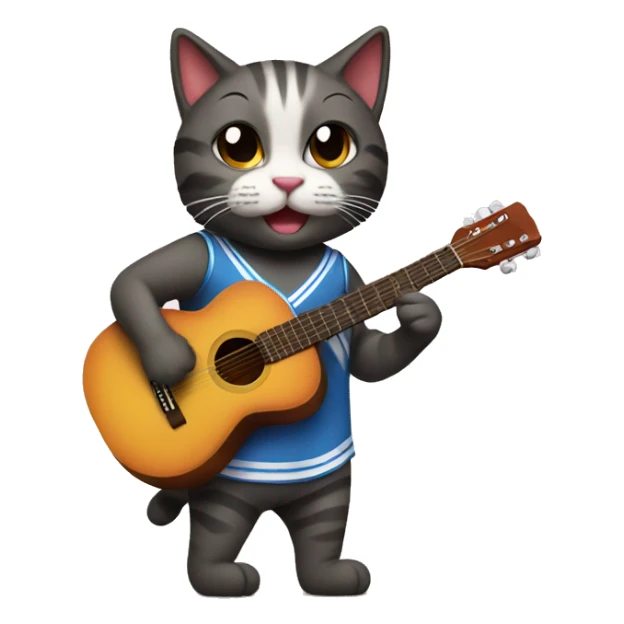 cheerleader cat playing acoustic guitar sticker