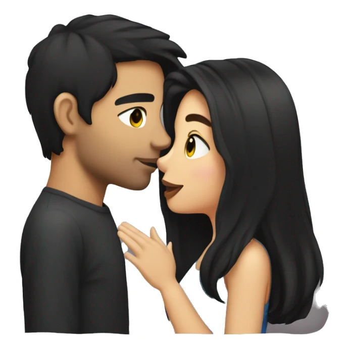 girl with Black hair  and brunette guy kissing sticker