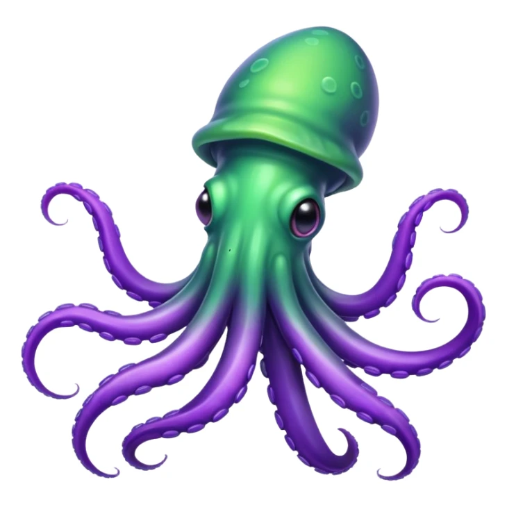 green and purple squid sticker