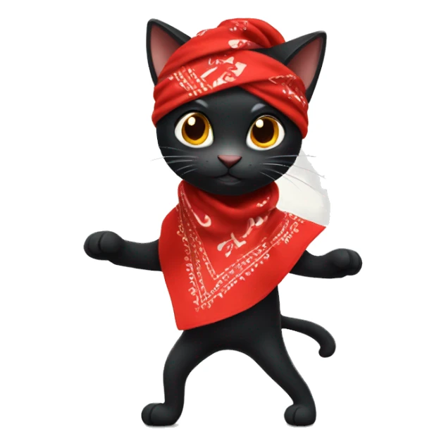 dancing black cat wearing a red bandana sticker