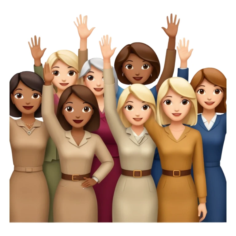 group of happy women, stylishly dressed, raising their hands sticker