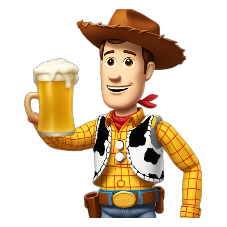 woody toy story holding a beer sticker