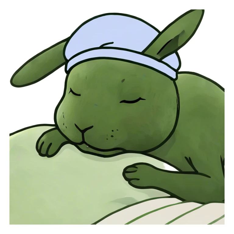 Rabbit sleeping in a bed with Zs near its face  sticker