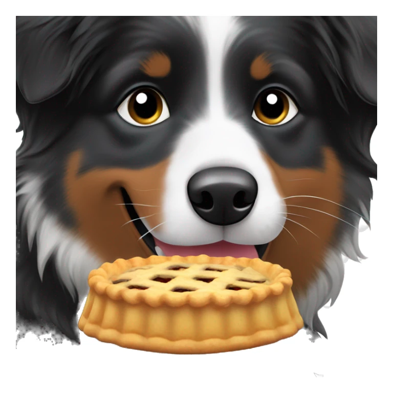 Small black australian shepherd dog eating pie  sticker