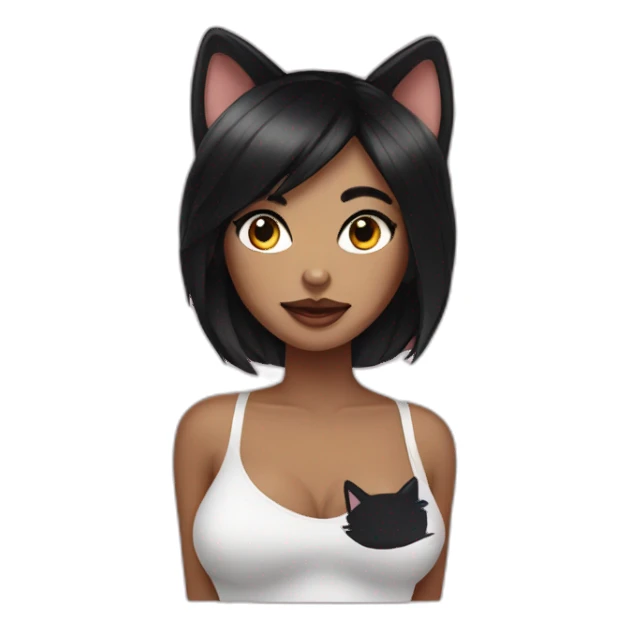 woman with black hair wearing cat costume posing glamorously sticker