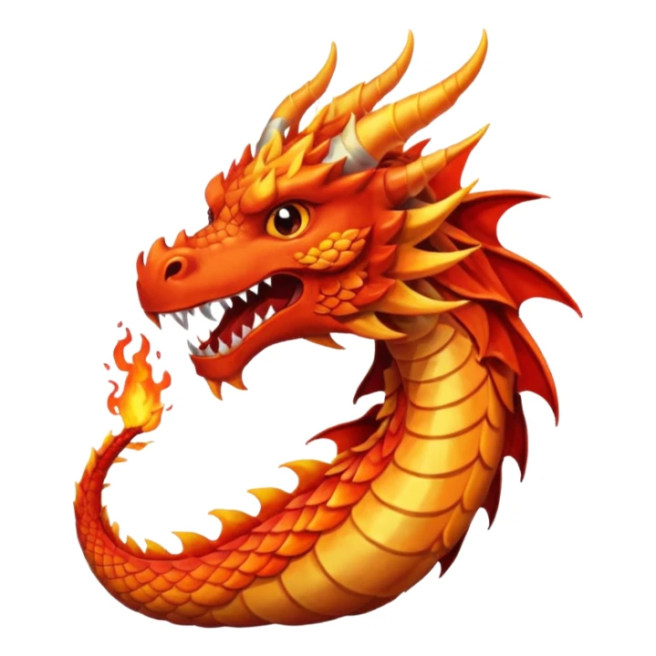Fire dragon breathing fire, simplified Google Facebook art style, Only head, no lower body. sticker