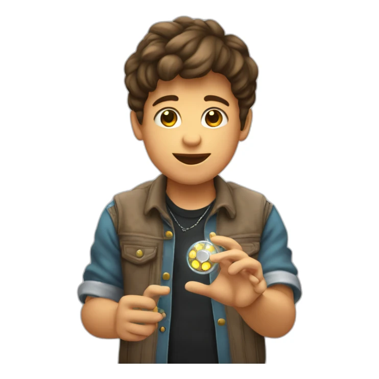 Niño especial con disco en la mano sticker