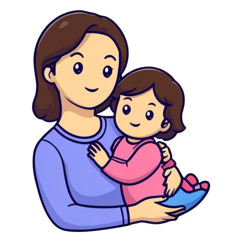 mother and daughter with brunette hair sticker