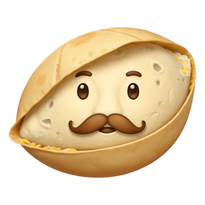 a fresh "Flting" flour tortilla football with a mustache sticker