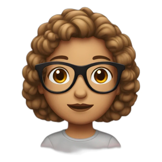 girl with bro2n hair and black round glasses sticker