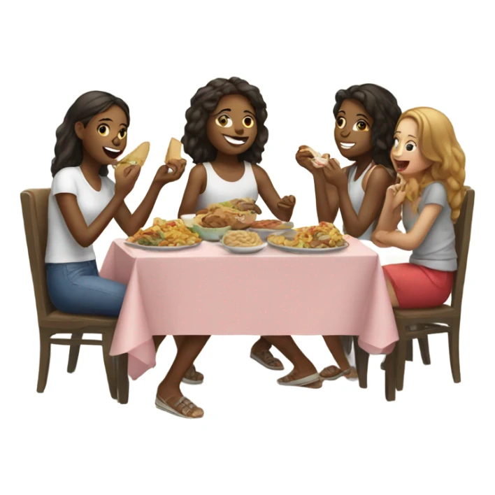 group of girls enjoying food sticker