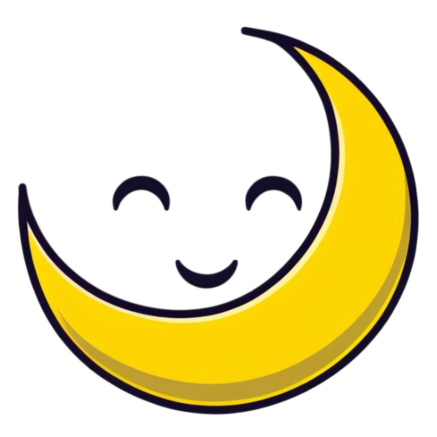 yellow crescent moon with a cute smiling face and dimples sticker