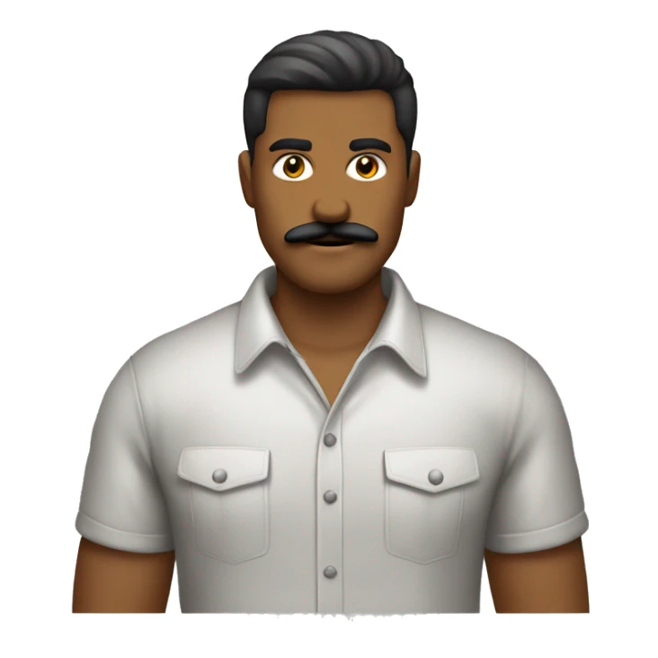 Hombre blamco joven con bigote con ropa playera sticker