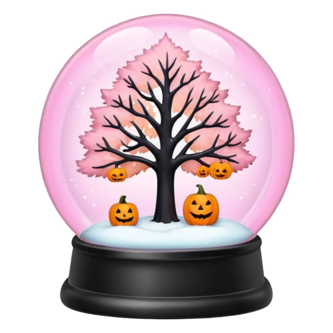 pastel pink orange halloween  tree snow globe sticker