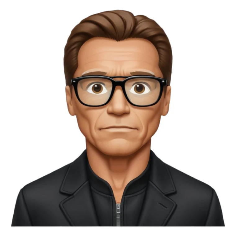 terminator shwartzneger only top in black galssess and his black jacket sticker