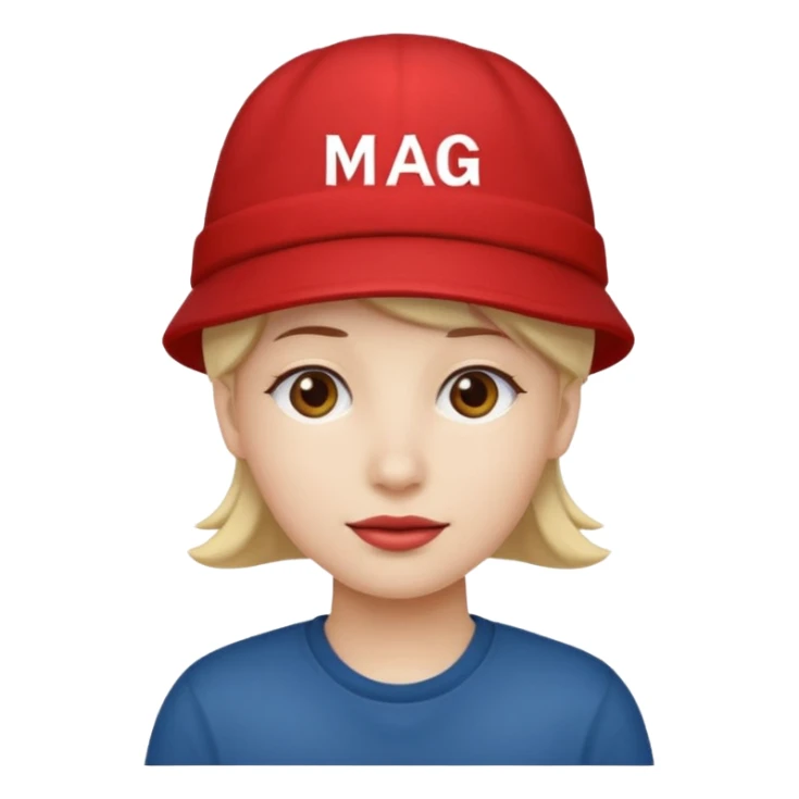 Red cap on a person that says M.A.G.A. on the hat sticker