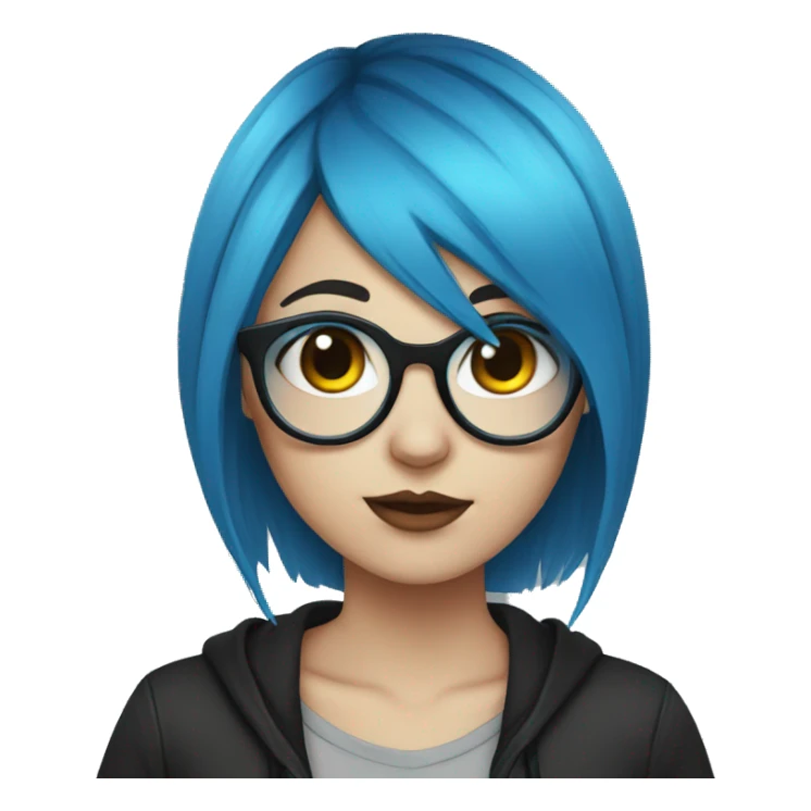 Emo girl with eyeliner and blue hair and lab glasses sticker
