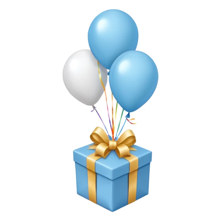 Make light blue and white balloons, and under the balloon strings, put gifts. sticker