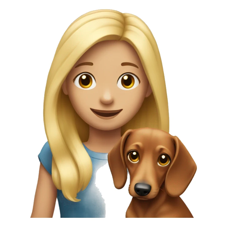 Children blonde with dachsund dog happy  sticker